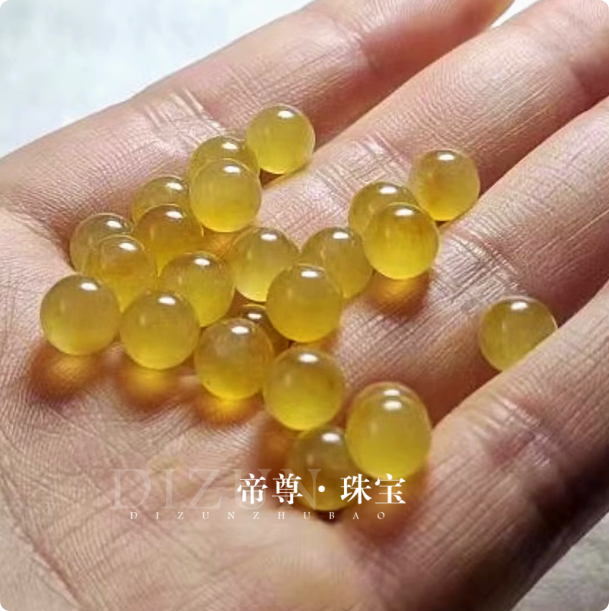 黄翡圆珠子单颗散珠玉石配饰手串