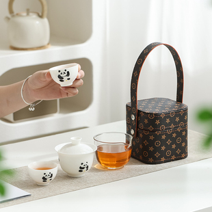 旅行茶具套装 泡茶随行陶瓷快客杯茶具 一壶二杯户外露营旅游便捷式