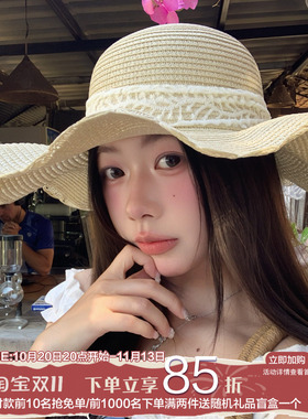法式大帽檐遮阳渔夫草帽女夏