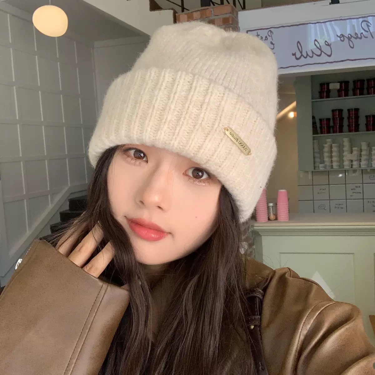 陈奶奶冷帽韩系简约女秋冬毛线帽