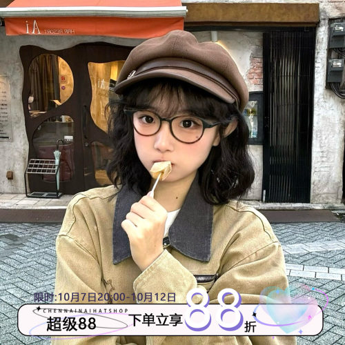 陈奶奶日系复古文艺皮报童帽