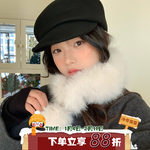 绒球生柔~陈奶奶仿兔毛不掉毛绒围脖女保暖防寒冬气质千金风围巾
