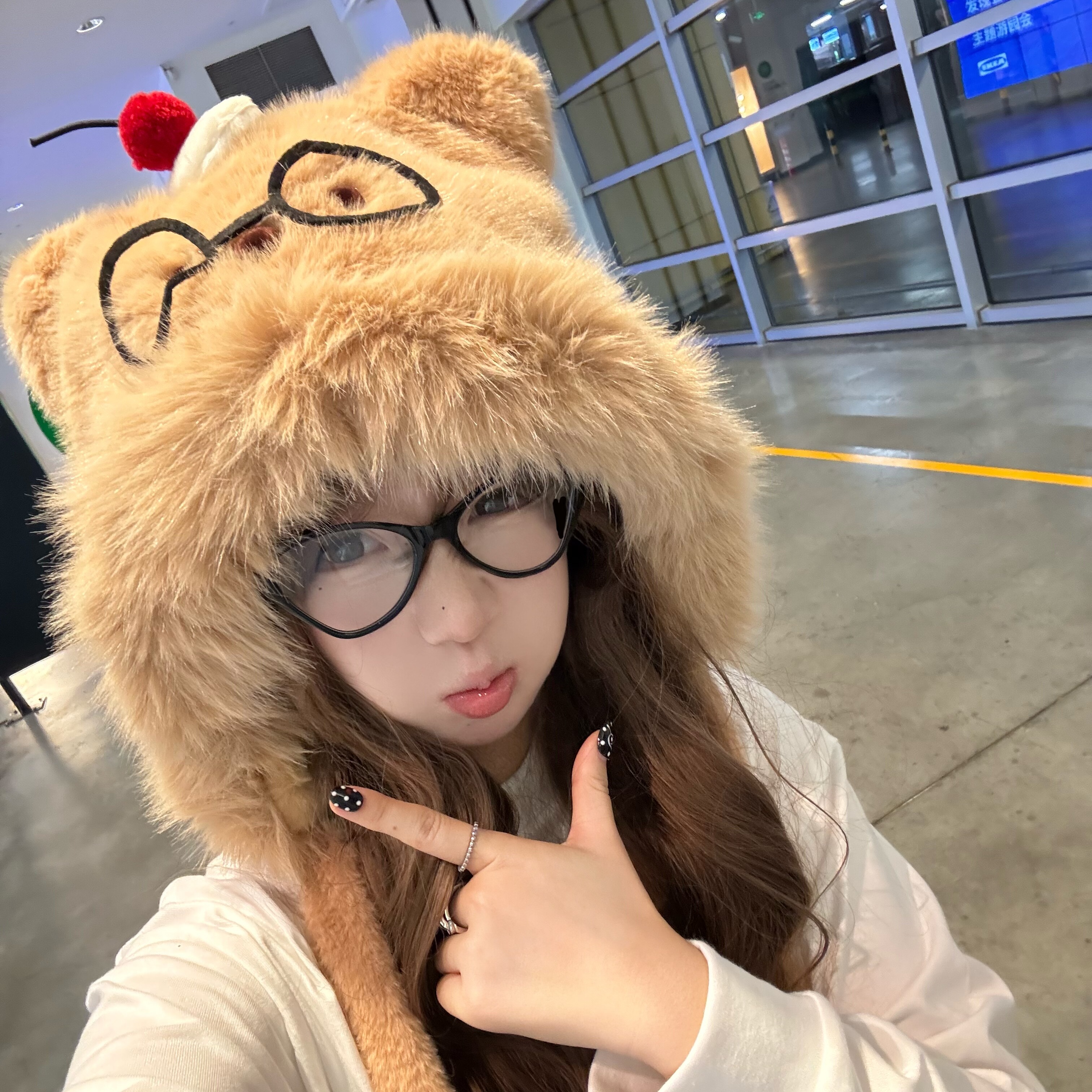 冬日软萌！陈奶奶小熊毛绒护耳帽
