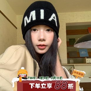 质感至上！陈奶奶韩版百搭字母毛线帽子女秋冬保暖护耳针织帽男新