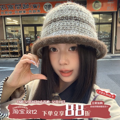 毛混纺复古针织渔夫帽女