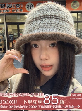 毛混纺复古针织渔夫帽女