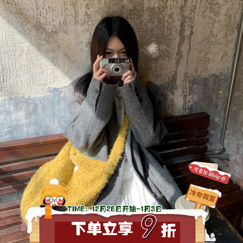 毛呢包包斜挎包女休闲松弛单肩包