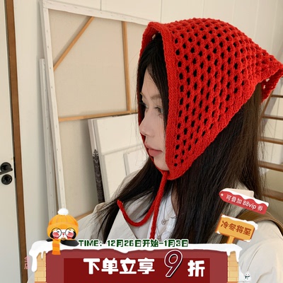 陈奶奶氛围感针织镂空头巾