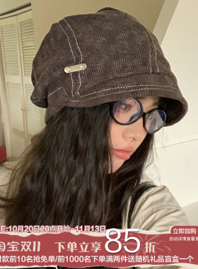 高阶格调/美式复古素颜包头帽女
