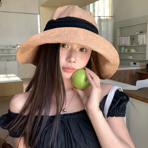 陈奶奶日系卡其色渔夫帽女春夏
