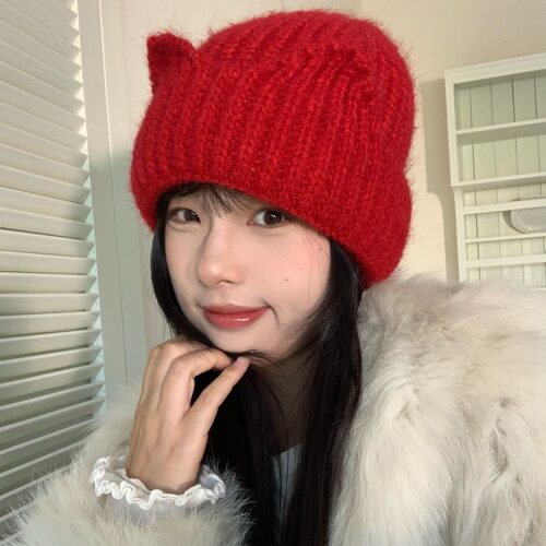 陈奶奶软乎乎毛线帽子女秋冬