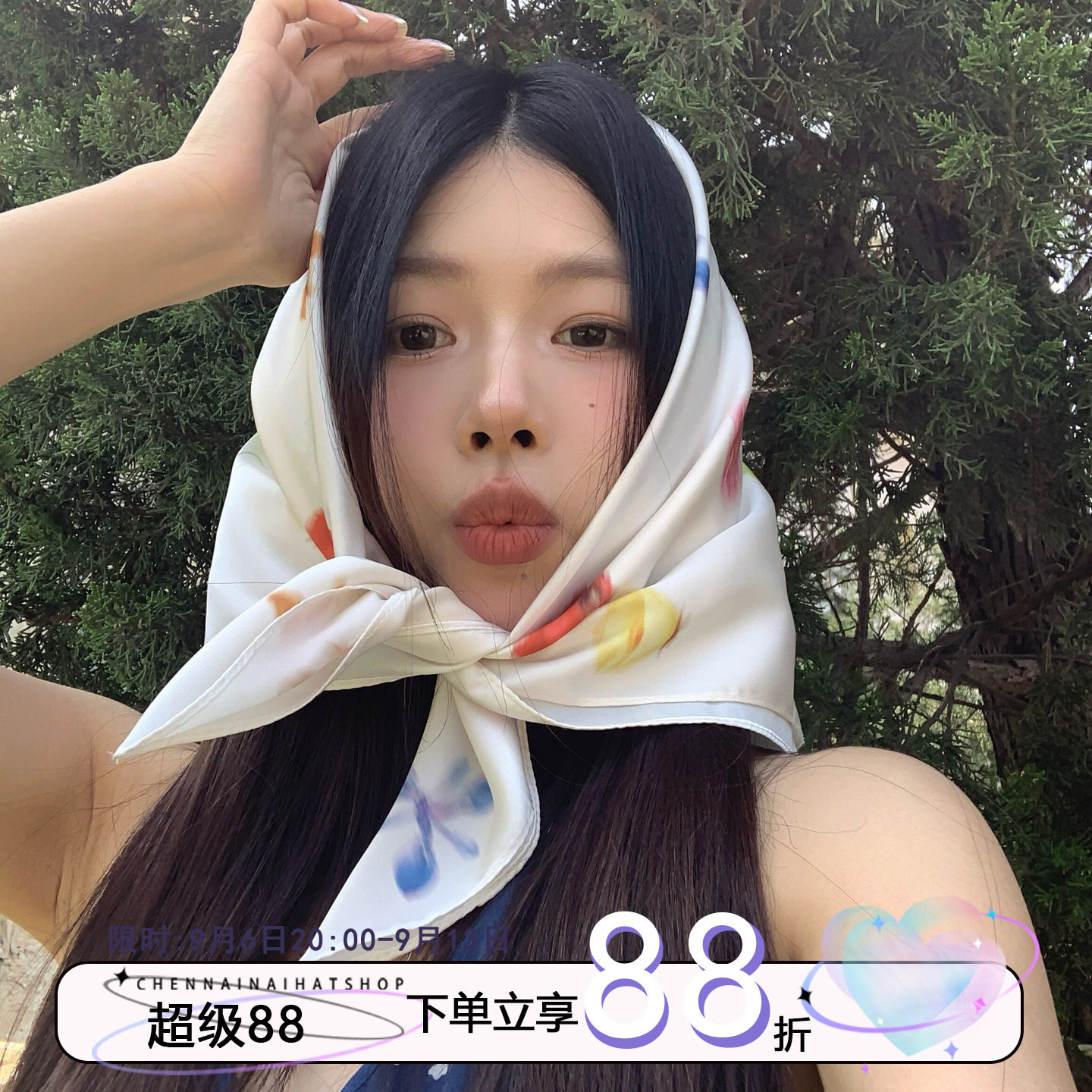 陈奶奶法式碎花方巾丝巾女夏百搭发带韩系ins多功能绑带装饰防晒