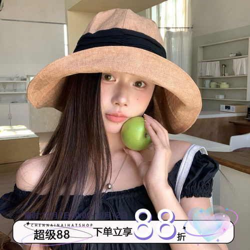 陈奶奶日系卡其色渔夫帽女春夏
