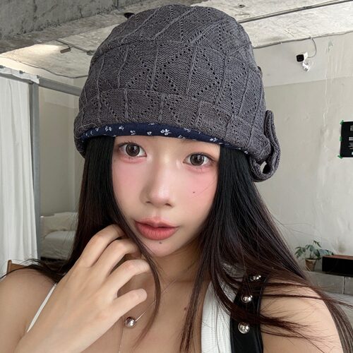 小众设计陈奶奶双面纽扣堆堆帽女