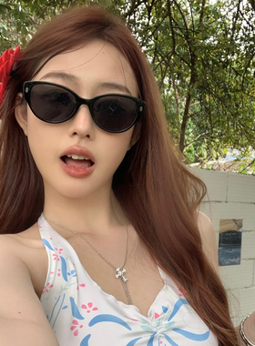 陈奶奶 韩版新款复古风猫眼窄框显瘦墨镜女高级感遮阳太阳眼镜夏