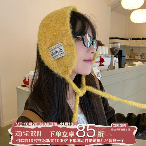 韩系小众羊羔绒绑带耳罩护颈两用