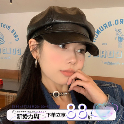 英伦风显脸小贝雷帽秋冬
