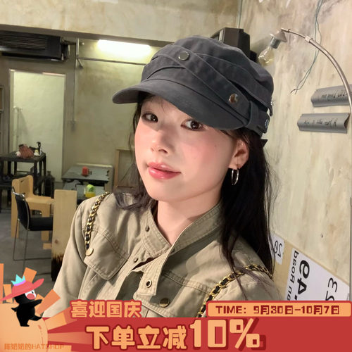 陈奶奶美式交叉绑带报童帽女四季