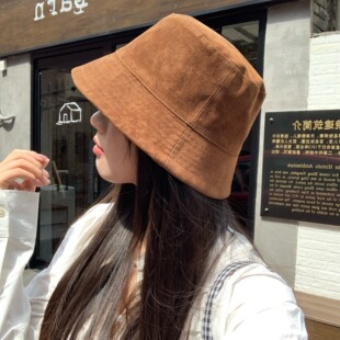 正反两戴！陈奶奶高品质复古翻毛皮格纹渔夫帽子女百搭遮阳盆帽新