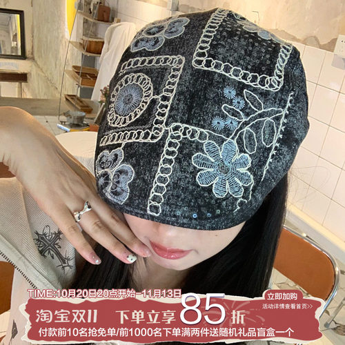 陈奶奶刺绣牛仔前进帽女