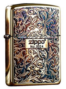 金色收藏盔甲zippo打火机唐草
