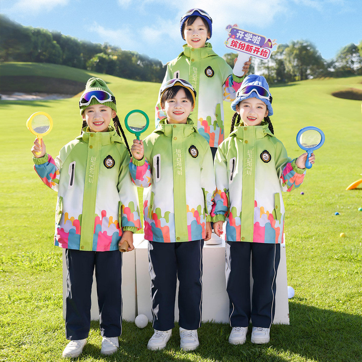 班服小学生校服冲锋衣三件套装春秋装学院风儿童运动服幼儿园园服
