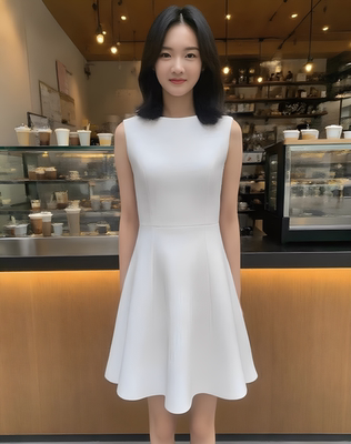 白色无袖连衣裙女掐腰a字赫本风收腰短裙夏日绝美小个子白裙裙子