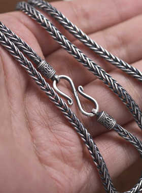 复古霸气银项链男士长款肖邦链