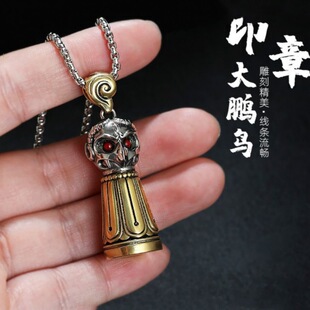 藏式大鹏鸟吊坠925纯银复古民族风项链保平安男女款圆形印章挂链