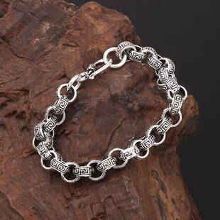 罗泰老银匠925银手工编织手链男士潮款复古泰银创意朋克个性饰品