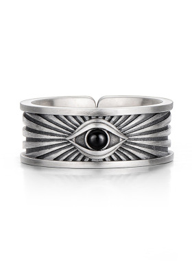 上帝之眼仿纯银戒指男高级感男小众设计感个性嘻哈复古单身戒指环