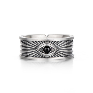上帝之眼仿纯银戒指男高级感男小众设计感个性嘻哈复古单身戒指环