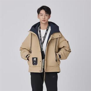 HX狐轩男装短款连帽羽绒服秋冬新品时尚潮流休闲保暖90白鸭绒外套