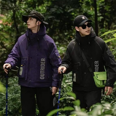 HX狐轩秋冬新款连帽短款羽绒服男