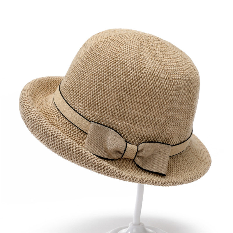 时尚中老年女帽春夏新款洋气翘边礼帽优雅大方简约气质小沿渔夫帽