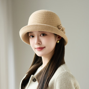 中老年妈妈帽子秋冬天薄款 单层针织卷边小礼帽休闲百搭显脸小盆帽