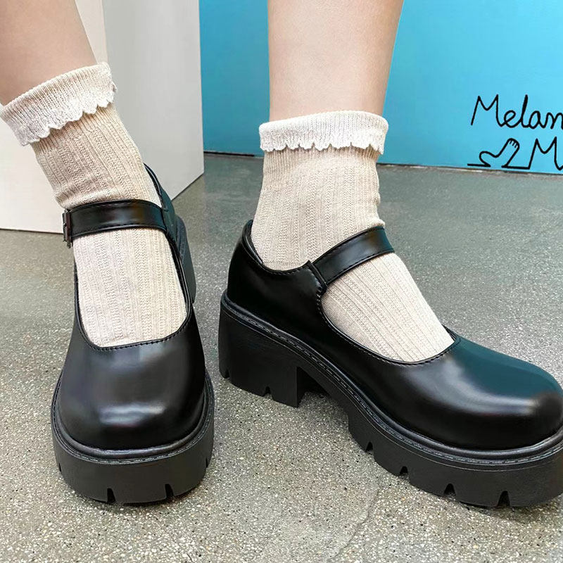 KSOX韩国花边拼色中筒袜