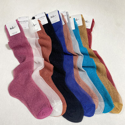 东大门亮丝长筒堆堆袜