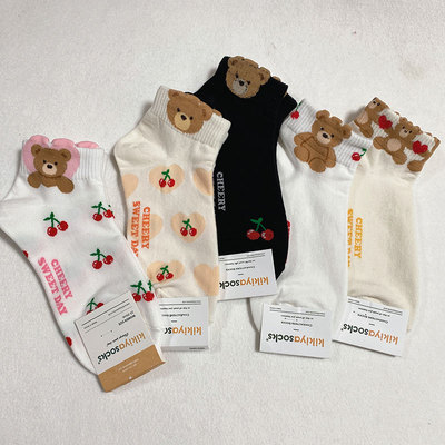 kikiya韩国东大门短袜女可爱风卡通小熊棉袜春夏季排汗百搭女袜子