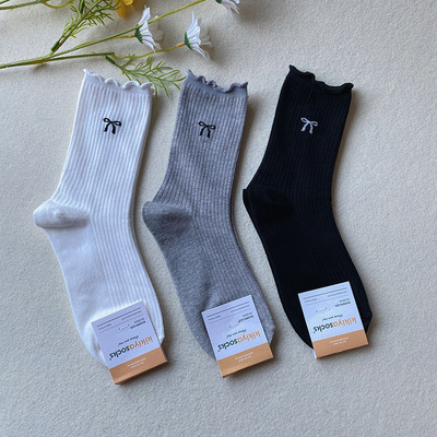 kikiya韩国东大门蝴蝶结中筒袜