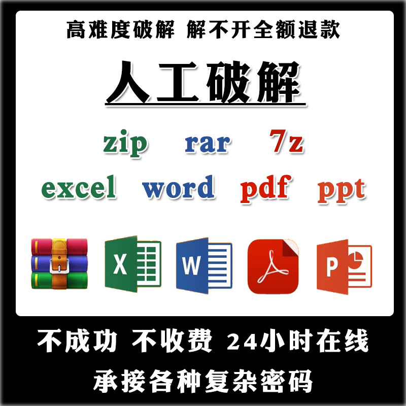 压缩包密码解除zip/rar/7z/pdf/word/excel/文件解密破译破解密码 商务/设计服务 设计素材/源文件 原图主图