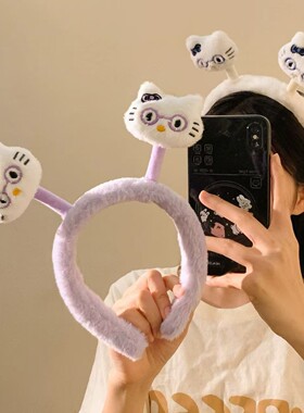 眼镜Kitty猫毛绒发箍女