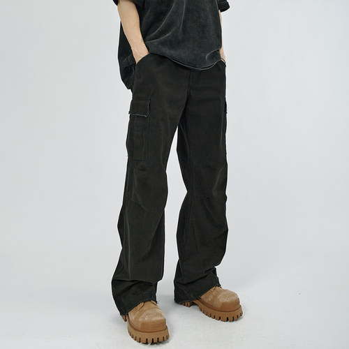 HAMB原创高级做旧工装裤cleanfit