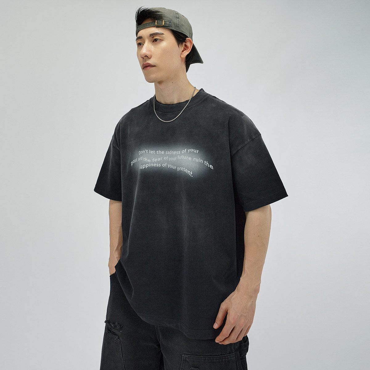 HAMB原创水洗渐变字母短袖T恤