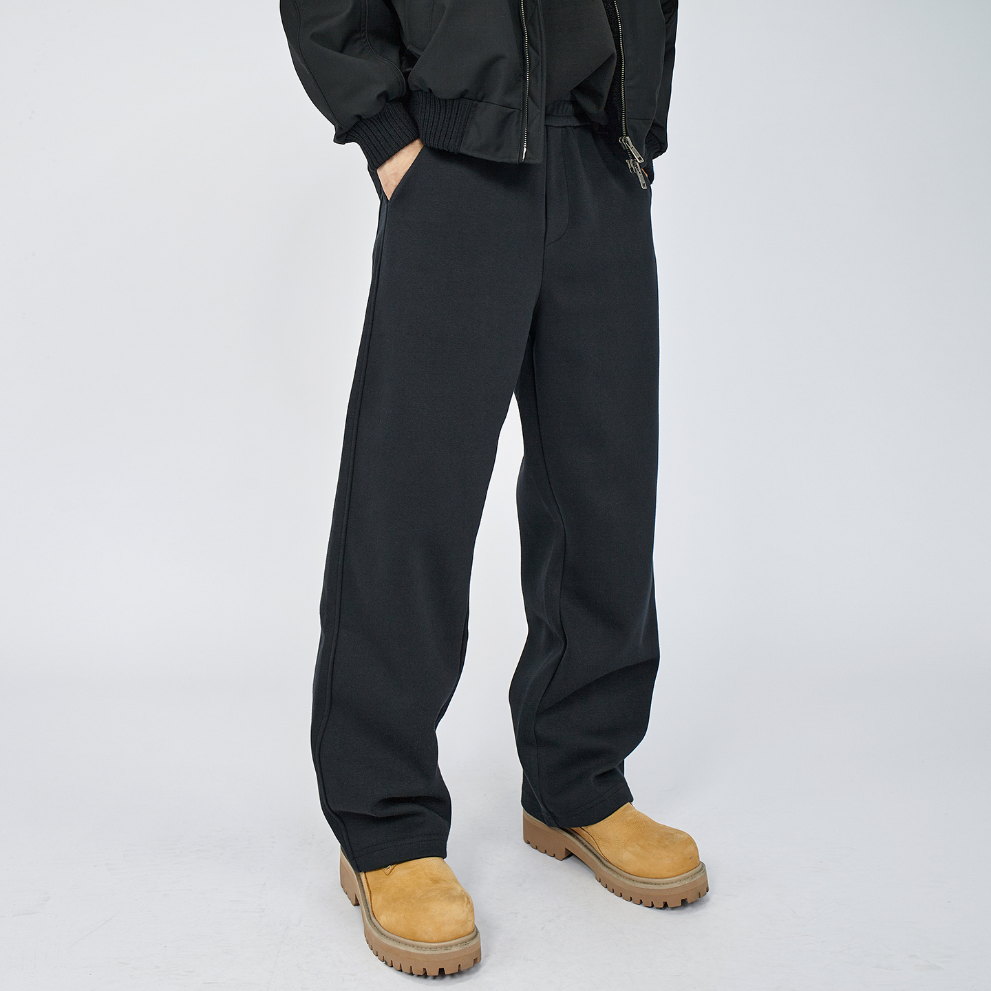 HAMB原创 2025秋季新款美式复古宽松弯刀休闲裤卫裤男黑色运动