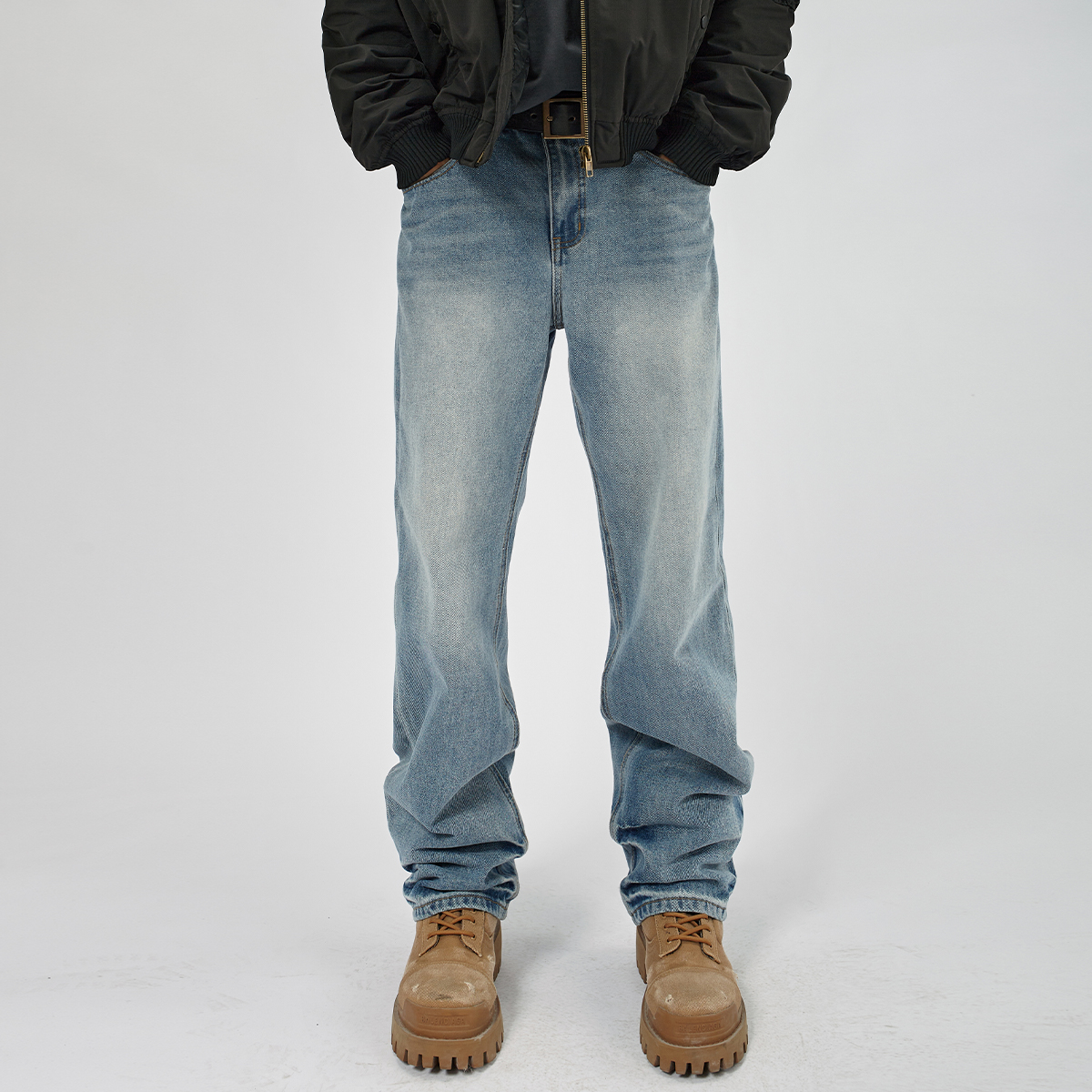 HAMB原创浅色牛仔长裤四季通用