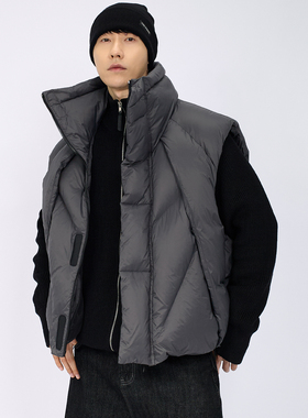 HAMB原创2025冬季新款90白鸭绒高级感立领羽绒马甲男外套休闲大码