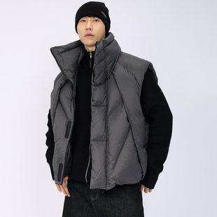HAMB原创2025冬季新款90白鸭绒高级感立领羽绒马甲男外套休闲大码