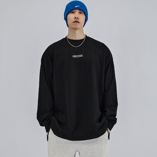 复古字母长袖 HAMB原创 美式 新品 T恤男重磅小领口宽松潮牌 2025秋季