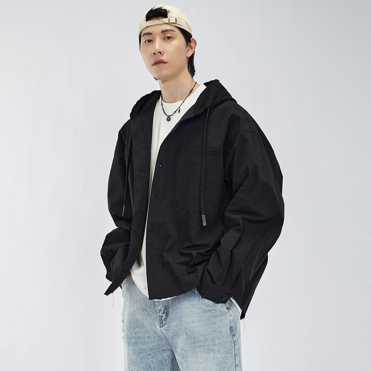 HAMB原创连帽长袖衬衫男女同款